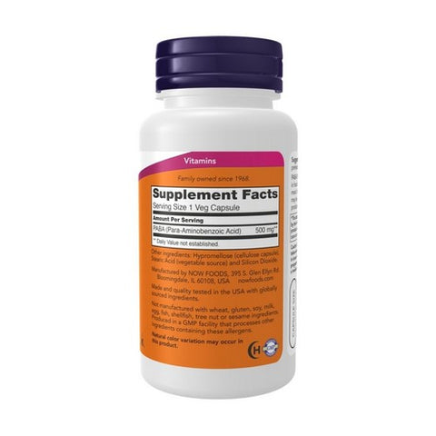 Now Foods, Paba, 500 mg, 100 Caps