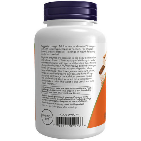 Now Foods, Papaya Enzyme Chewable, 180 Lozenges