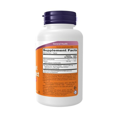 Now Foods, Red Yeast Rice Extract, 1200 mg, 60 Tabs