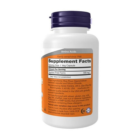 Now Foods, Taurine, 500 mg, 100 Caps