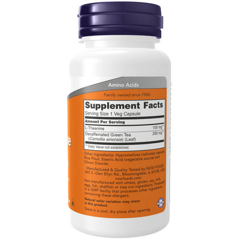Now Foods, L-Theanine, 100 mg, 90 Vcaps