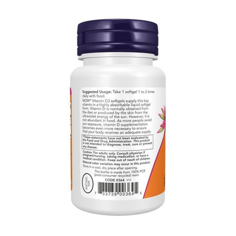 Now Foods, Vitamin D-3, 400 IU, 180 Softgels