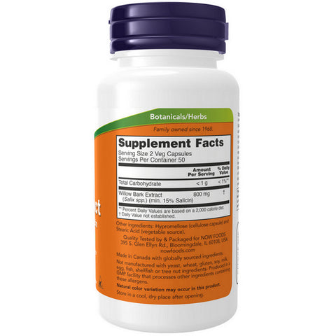 Now Foods, White Willow Bark, 400 mg, 100 Caps