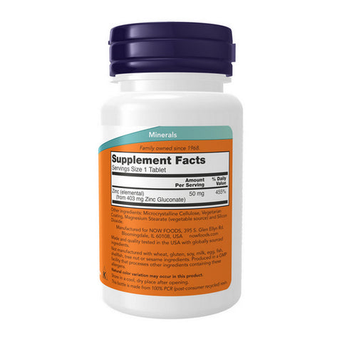 Now Foods, Zinc, 50 mg, 100 Tabs
