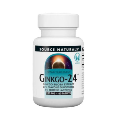 Source Naturals, Ginkgo-24 Biloba Extract, 120 MG, 60 Tabs