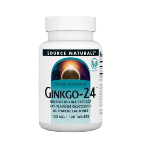 Source Naturals, Ginkgo-24 Biloba Extract, 120 MG, 120 Tabs
