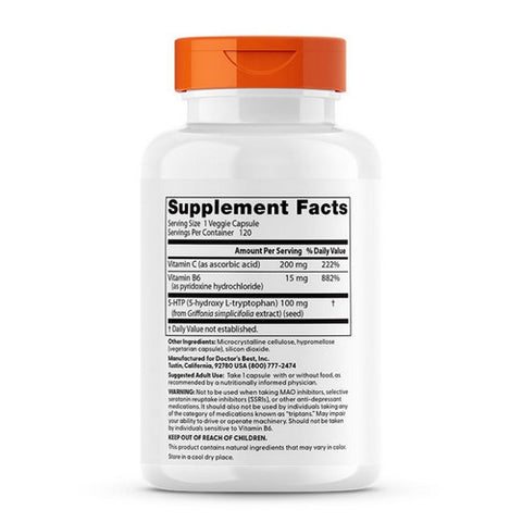 Doctors Best, 5HTP Enhanced With Vitamins B6 And C, 120 Veg Caps