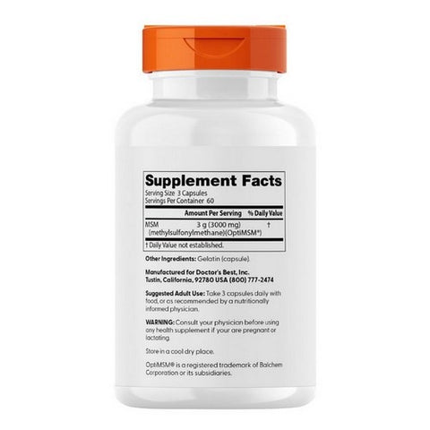 Doctors Best, MSM with OptiMSM, 1000 Mg, 180 Caps
