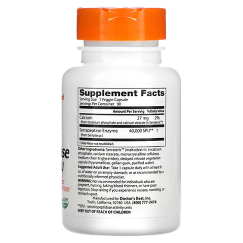 Doctors Best, Best Serrapeptase, 90 Veggie Caps