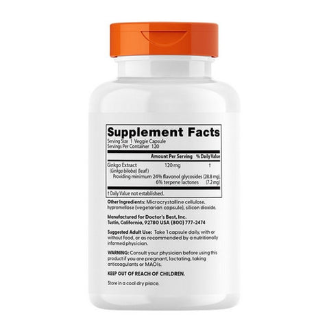Doctors Best, Extra Strength Ginkgo, 120 mg, 120 Veggie Caps
