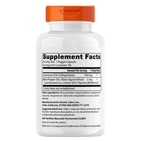 Doctors Best, High Absorption CoQ10 with Bioperine, 100 mg, 60 Veggie Caps