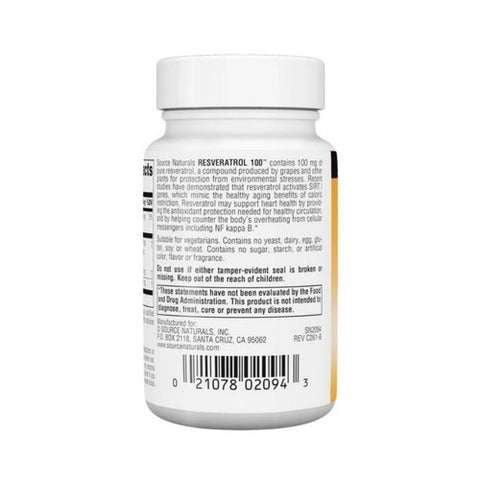Source Naturals, Resveratrol, 100 mg, 60 Tabs