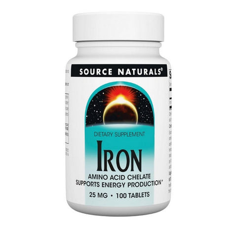 Source Naturals, Iron Chelate, 25 MG, 100 Tabs