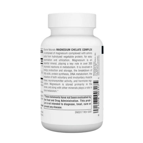 Source Naturals, Magnesium chelate, 100 mg, 100 Tabs