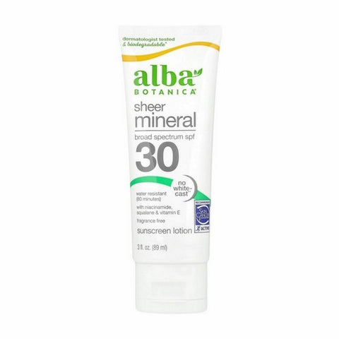 Alba Botanica, Mineral Sunscreen, 3 Oz (Fragrance Free SPF 30)