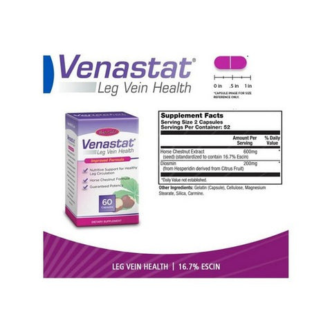 Body Gold, Venastat Capsules For Natural Leg Vein Health, 60 caps