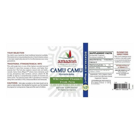 Amazon Therapeutic Laboratories, Camu-camu Mega C Wild Crafted, 500 mg, 60 Vegicaps