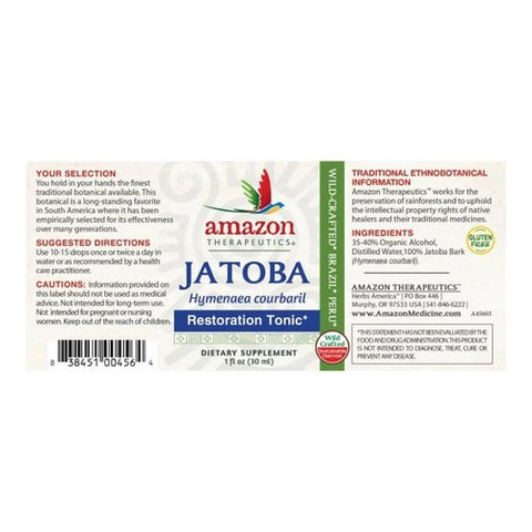 Amazon Therapeutic Laboratories, Jatoba, Certified Organic 1 Fl Oz