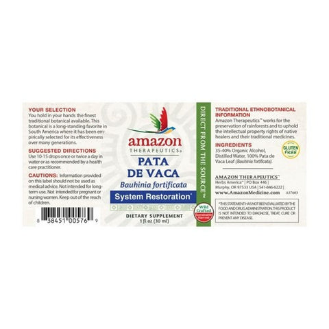 Amazon Therapeutic Laboratories, Pata De Vaca, Liquid Extract 1 Fl Oz