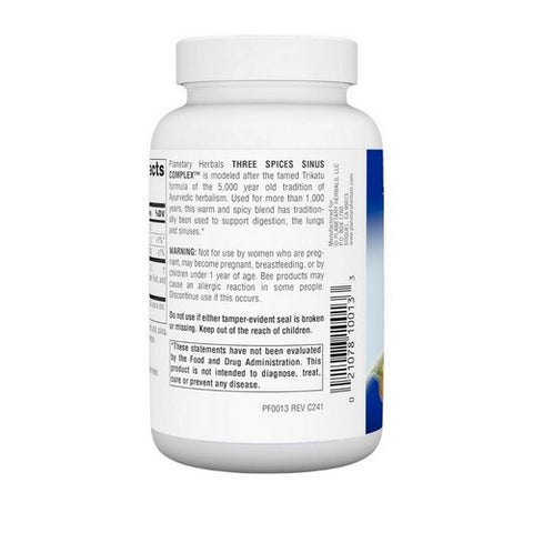 Planetary Herbals, Three Spices Sinus Support, 90 Tabs