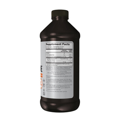 Now Foods, L-Carnitine Liquid, 3000 mg, 16 Oz