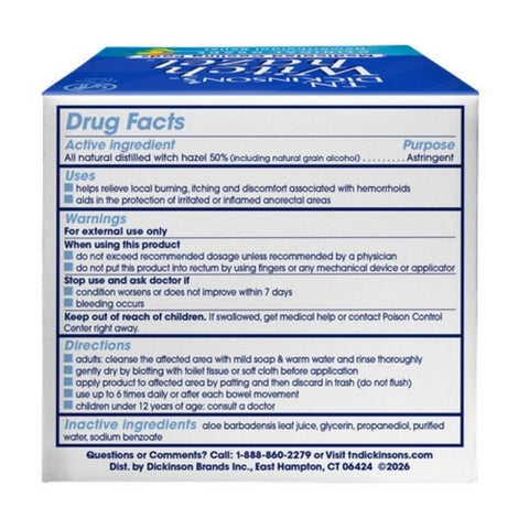 T.N. Dickinson's, Witch Hazel Hemorrhoidal Pads with Aloe, 100 Ct