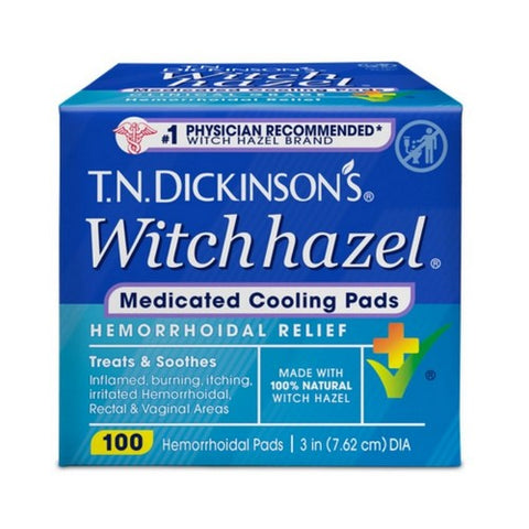 T.N. Dickinson's, Witch Hazel Hemorrhoidal Pads with Aloe, 100 Ct