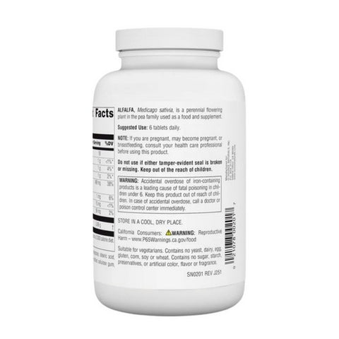 Source Naturals, Alfalfa, 648 Mg, 250 Tabs