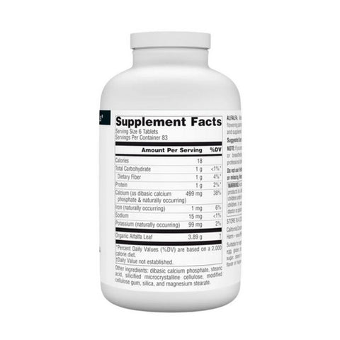 Source Naturals, Alfalfa, 648 Mg, 500 Tabs