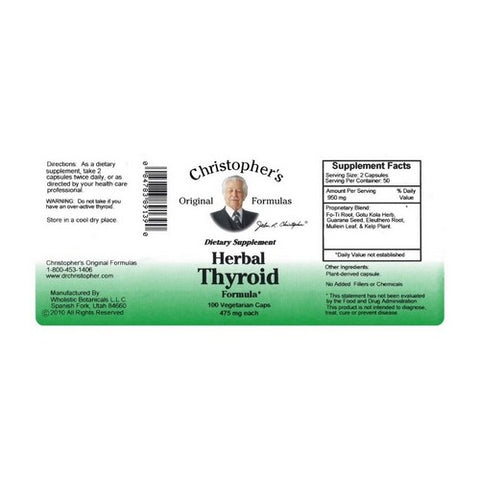 Dr. Christophers Formulas, Herbal Thyroid, 100 Vegicaps