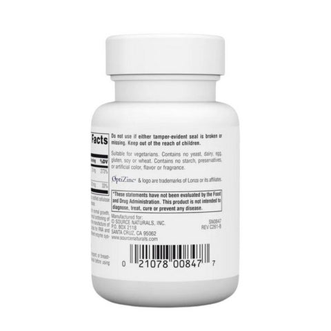 Source Naturals, OptiZinc, 30 Mg, 60 Tabs