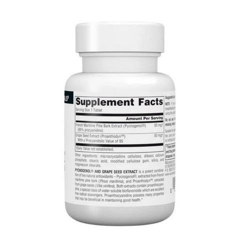 Source Naturals, Pycnogenol and Grape Seed Extract, 100 60 Tabs