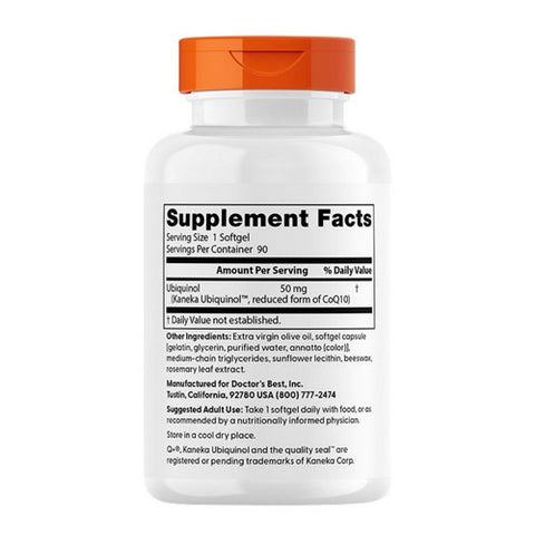 Doctors Best, Ubiquinol with Kaneka's QH, 50 mg, 90 soft gels