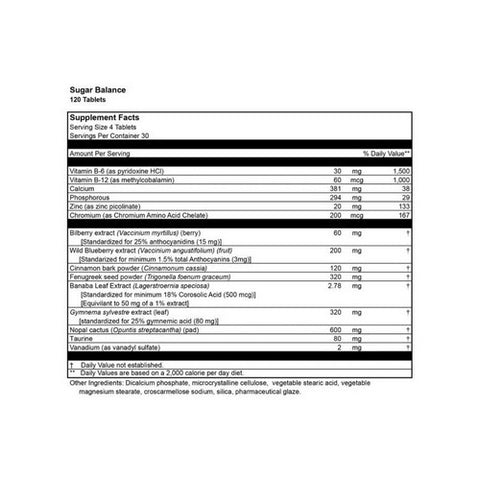 Dr. Venessa's Formulas, Sugar Balance Support, 120 Tab