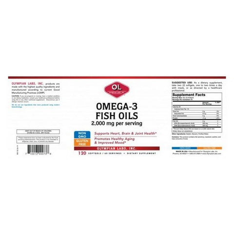 Olympian Labs, Omega 3 Fish Oils, 2000 mg, 120 sg
