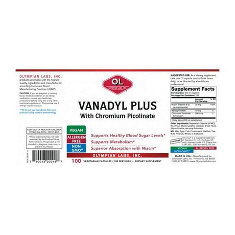 Olympian Labs, Vanadyl Plus, 10mg, with Chromium 100 caps