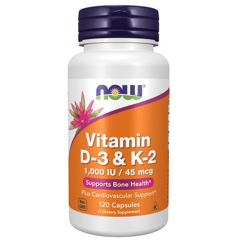Now Foods, Vitamin D-3 & K-2, 45 Mcg, 120 Caps
