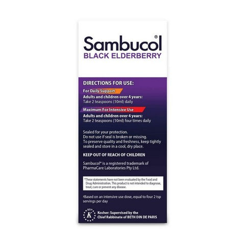Sambucol, Black Elderberry Immune System Support, 4 oz