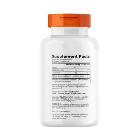 Doctors Best, D-Ribose featuring BioEnergy Ribose, 120 Veggie Caps