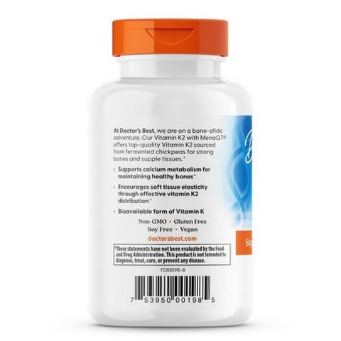 Doctors Best, Natural Vitamin K2 Featuring MenaQ7, 45 Mcg, 60 Veggie Caps