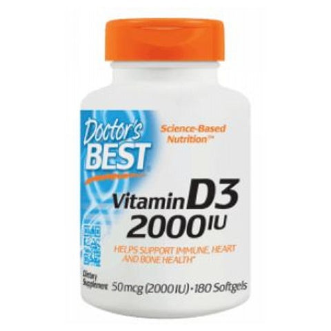 Doctors Best, Vitamin D3, 2000 IU, 180 Softgels