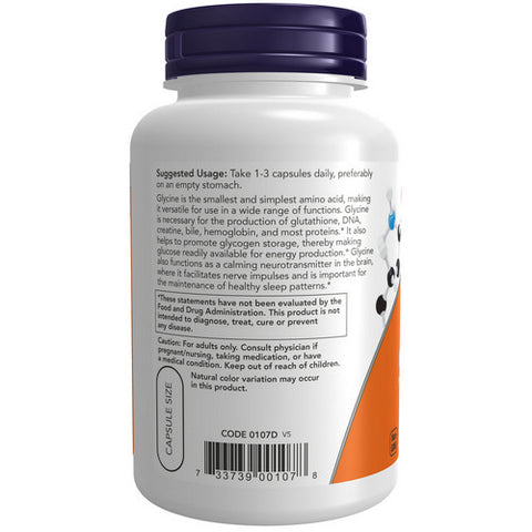 Now Foods, Glycine, 1000 mg, 100 Caps