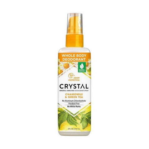 Crystal, Mineral Deodorant Body Spray, Chamomile & Green Tea 4 oz