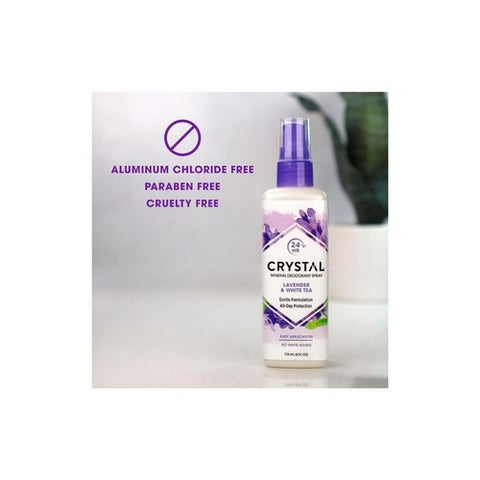 Crystal, Mineral Deodorant Body Spray, Lavender & White Tea 4 oz