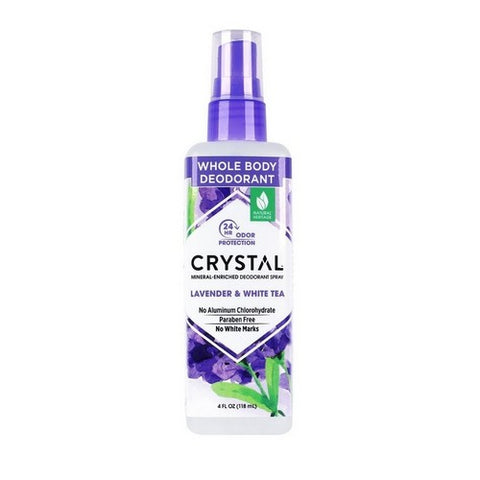 Crystal, Mineral Deodorant Body Spray, Lavender & White Tea 4 oz