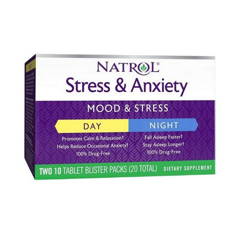 Natrol, Stress & Anxiety Day & Nite Formulas, 10+10 Tabs