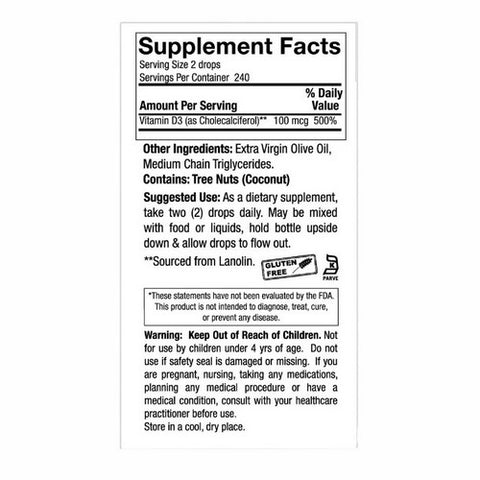Nature's Answer, Vitamin D-3 Drops, 4000 IU, 0.5 Oz
