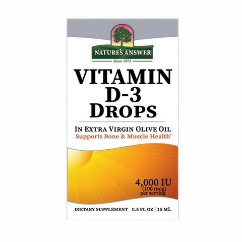 Nature's Answer, Vitamin D-3 Drops, 4000 IU, 0.5 Oz