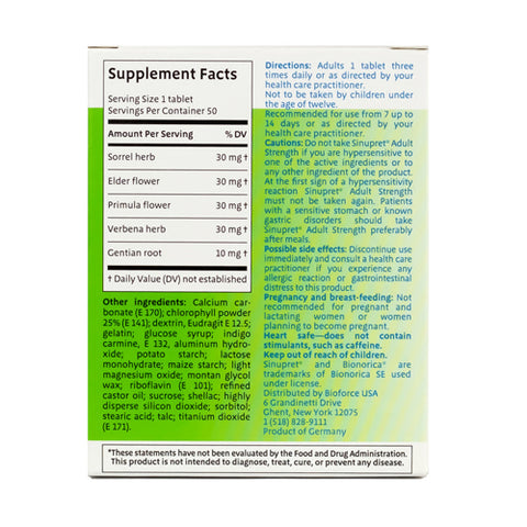 Bionorica, Sinupret Adult Strength, 50 Tabs