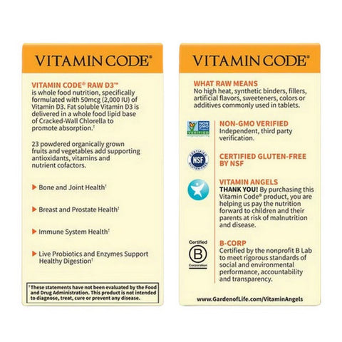 Garden of Life, Vitamin Code, RAW D3 60 Caps